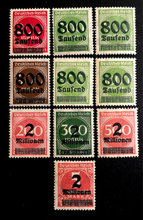 Empire Allemand 1923 TIMBRES NEUFS YT 275 à 284 / Mi 303 A à 312 A a