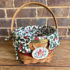 VTG Longaberger Jingle Bell Basket Christmas Collection 1994 Edition Combo