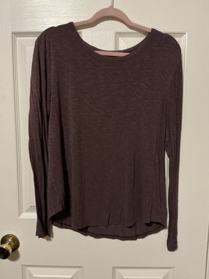American Eagle Shirt Women Large Burgundy Soft and Sexy Slub Pullover Casual