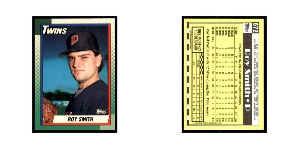 Roy Smith 1990 Topps Tiffany #672 Minnesota Twins Baseball Card NM - Image 3 of 3