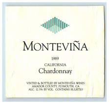 Vintage Montevina California Chardonnay Paper...