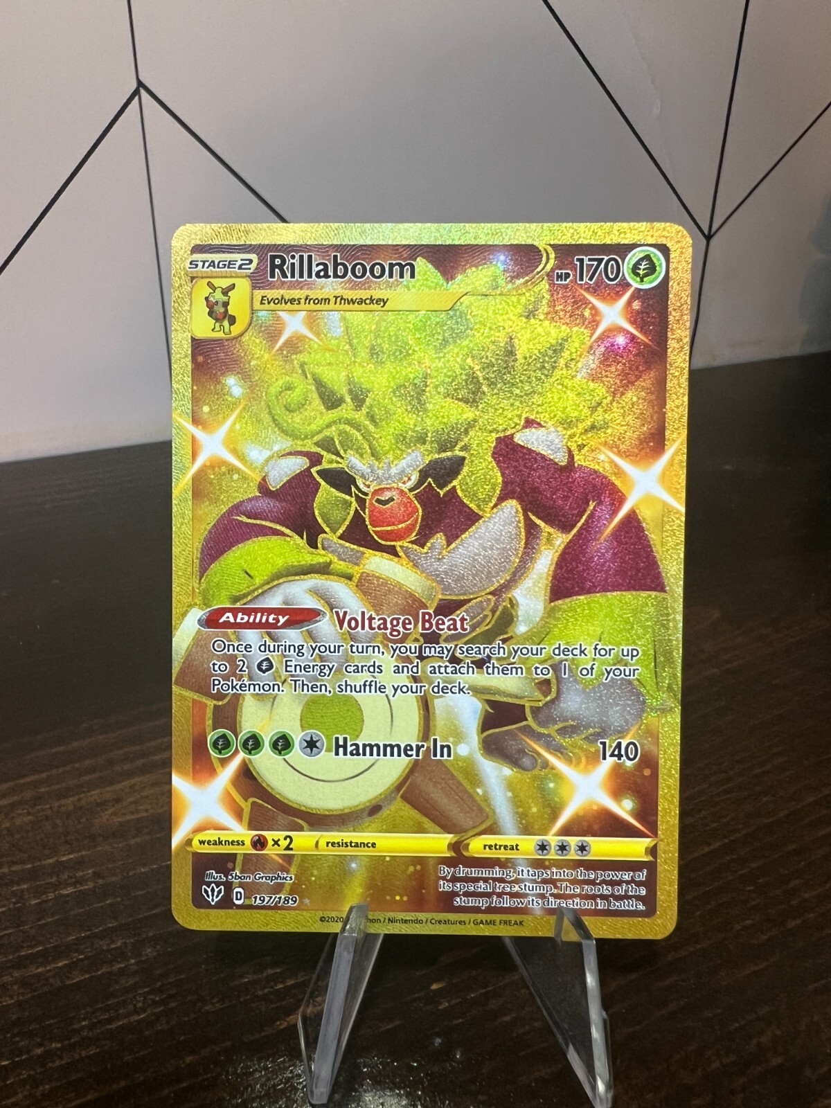 Rillaboom (Secret Rare) GOLD - 197/189 Ultra Rare Darkness Ablaze NM Pokémon TCG