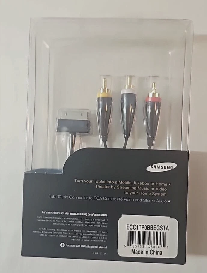 Composite Stereo Video Sync Cable for Samsung Galaxy Tab 30-Pin Media Stream OEM - Image 3 of 4