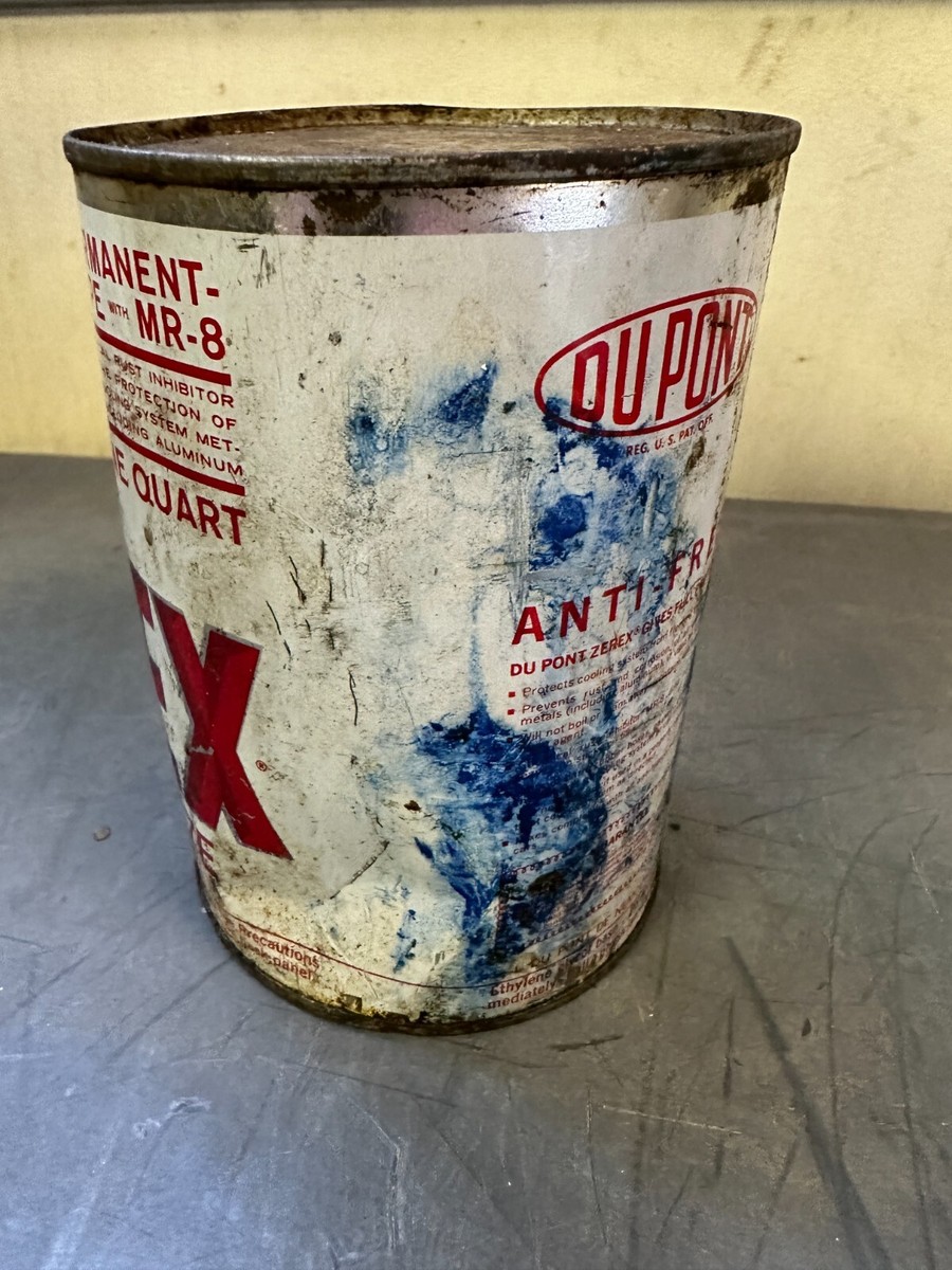 Vintage ZEREX Anti-Freeze coolant Can 1 quart metal rare graphic