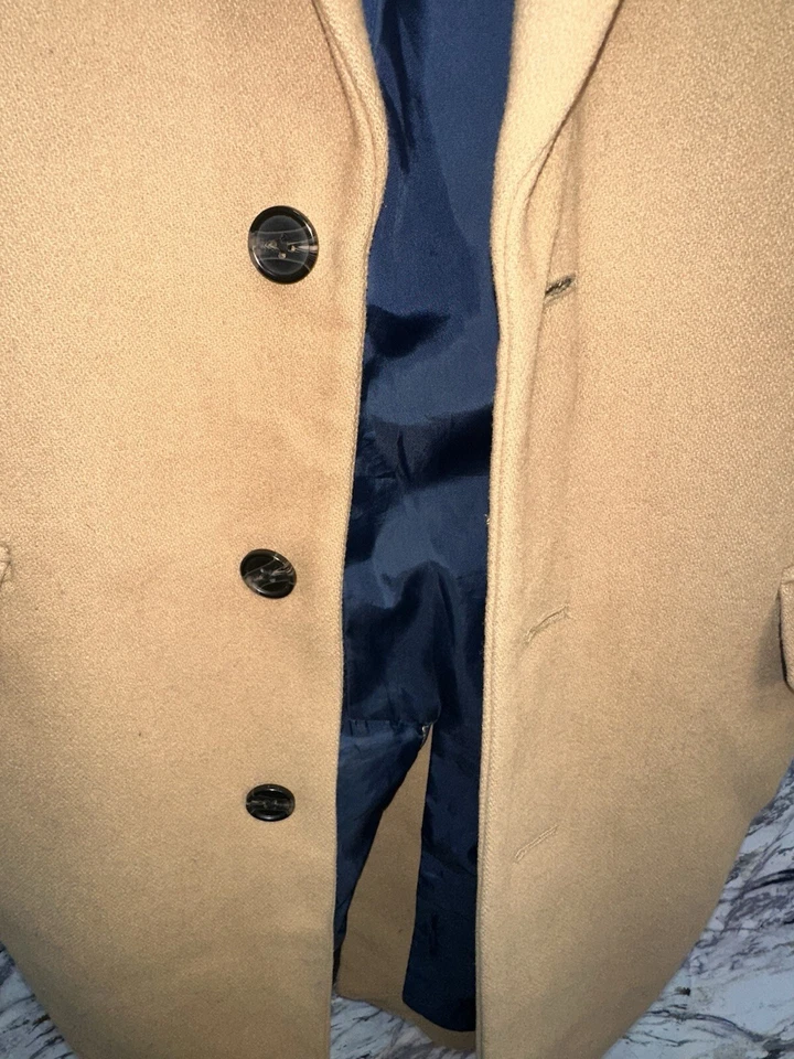 ASOS Light Academia camel color wool 3/4 Length peacoat  - Image 2 of 4