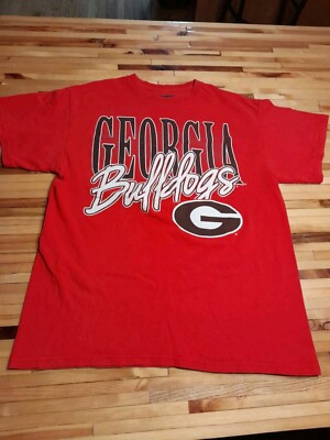 Georgia Bulldogs Section 101 Majestic Mens L Red Tshirt Used 100% Cotton