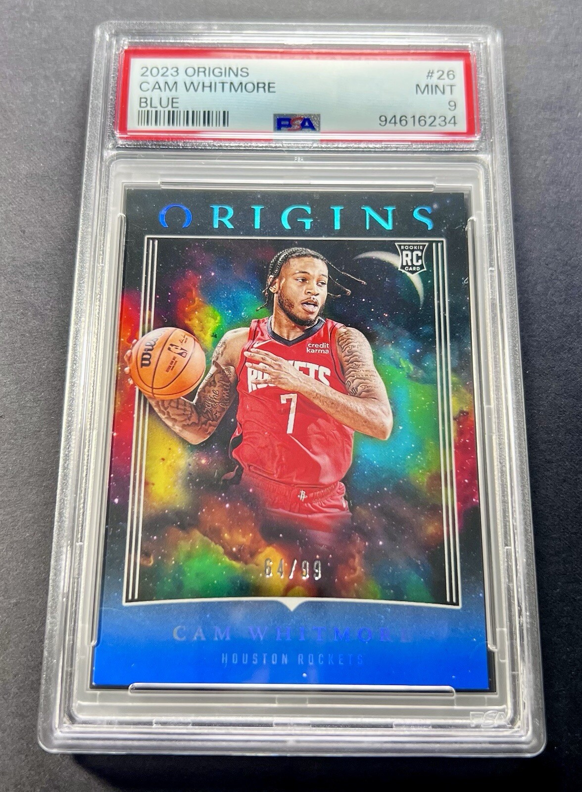 CAM WHITMORE 2023-24 Origins #26 Blue #/99 PSA 9 MINT Rookie RC ROCKETS POP 1