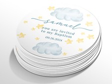 Personalised baptism/christening round sticker labels, custom stickers