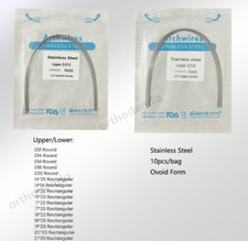 Lot de 10 fils d'arche orthodontique dentaire S.S fils d'arche rectangulaire rond forme ovoïde