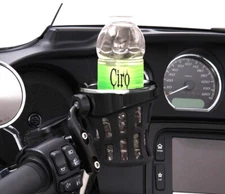 Ciro 50611 Black Drink Holder With Perch Mount Black Harley Honda Indian +more