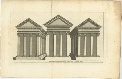 Antique Print of three Temples by Shaw (1773) - Picture 1 of 1