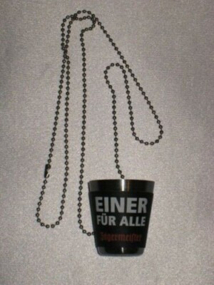 10x Jägermeister Metall Schnaps - Becher mit Kette und ''Einer Für Alle'' Aufdruck