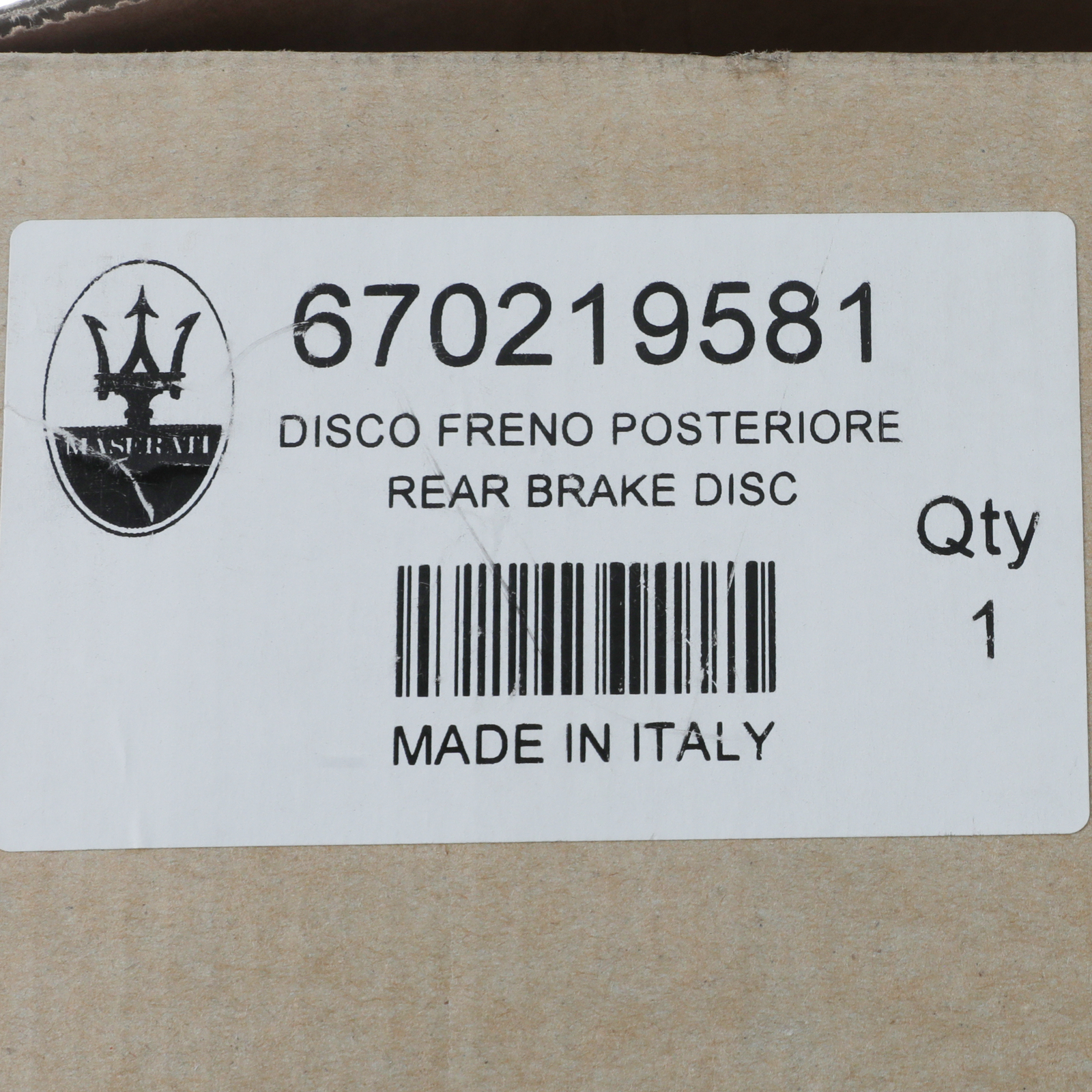 GENUINE MASERATI Grecale 2023 Rear Brake Disc Rotor MHEV OEM NEW 670219581