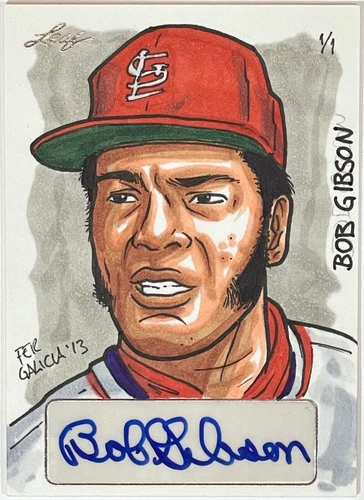 2013 Leaf Masterworks Hand Drawn Sketch Card Bob Gibson Auto 1/1 One Of One
