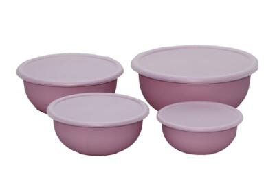 Kunststoff Schüssel Set mit Deckel 8 teilig altrosa
