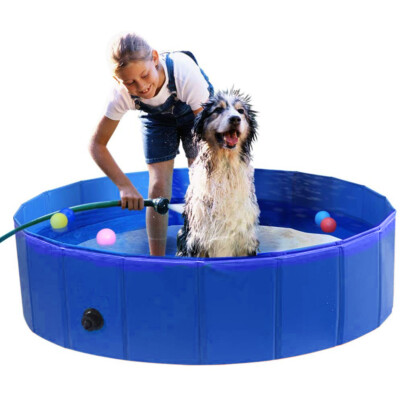 Piscine pour chien pliable avec valve pour animal en PVC Piscinette Pataugeoire 160 x 30 cm | Leroy Merlin