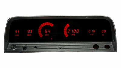 Intellitronix Red LED Digital Gauge Cluster Panel For 1964-1966 Chevy Trucks