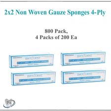 2x2 Non Woven Gauze Sponges 4-Ply, Non-Sterile Cotton Dental Medical (800 Pack)