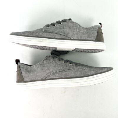 Mens Ben Sherman Gray Canvas Brahma Derby Chambray Casual 