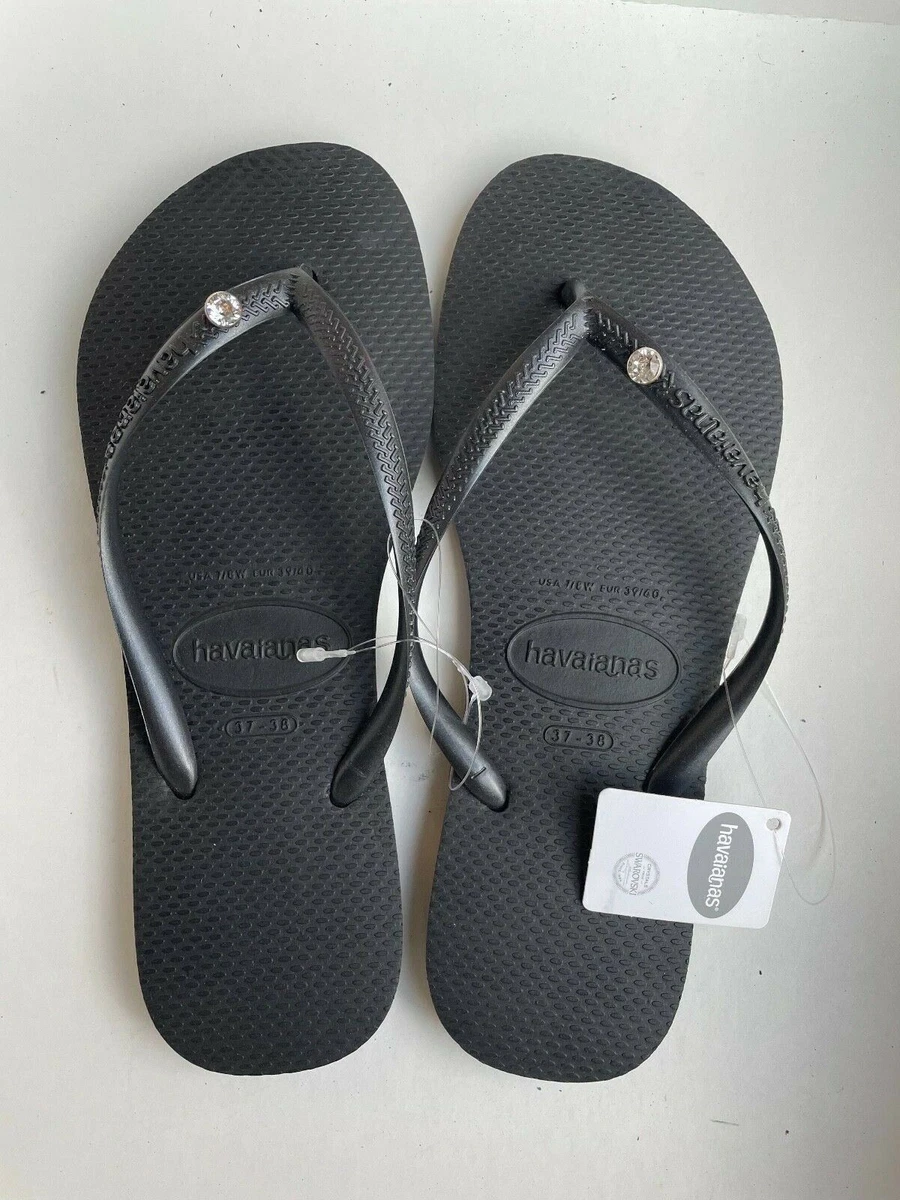 Black havaianas with sales swarovski crystals