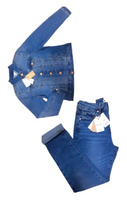 Damen M&CO Premium Stretch Denim Jeans Jacke Boyfriend Hose Oberteile Hose