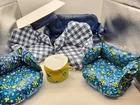 Vintage Barbie Inflatable Blue Floral Living Room Furniture Seven Pieces A14
