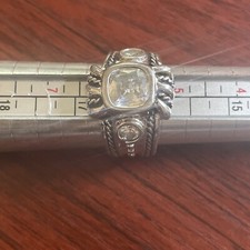 BEAUTIFUL VINTAGE STERLING CZ SOLITAIRE RING SIZE 5 1/2  To 6