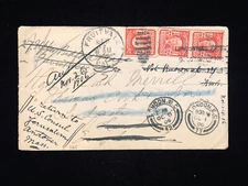 CA FRUITVALE 1906 COVER #319 (3) TO ENGLAND FWD SEVERAL TIMES, EXOTIC APPEARANCE