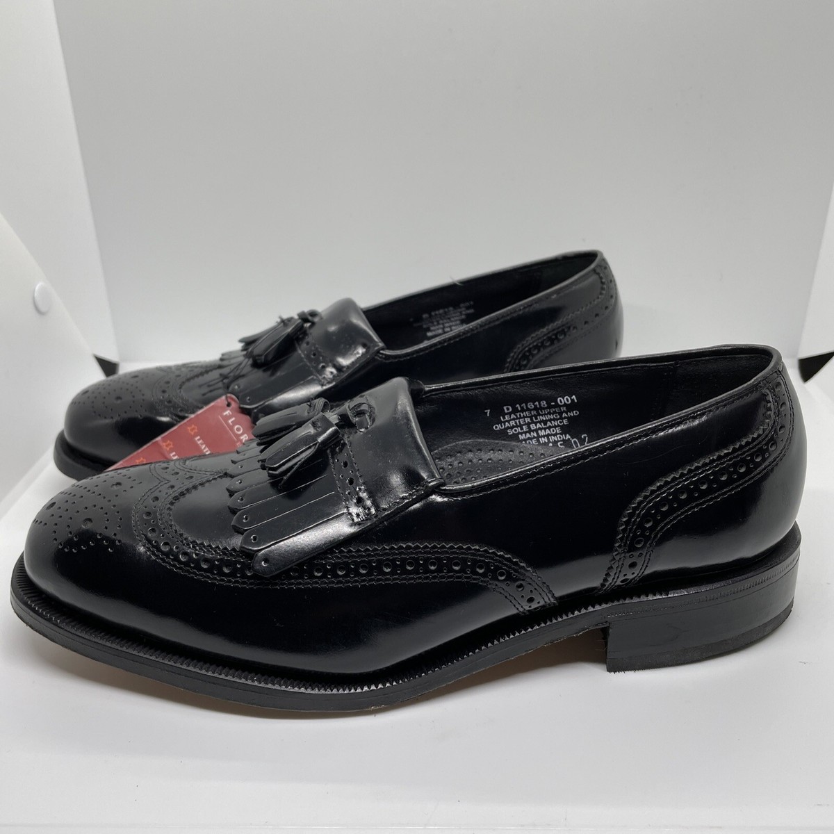Florsheim Men's Lexington Wingtip Tassel Slip-On Black Size 7D
