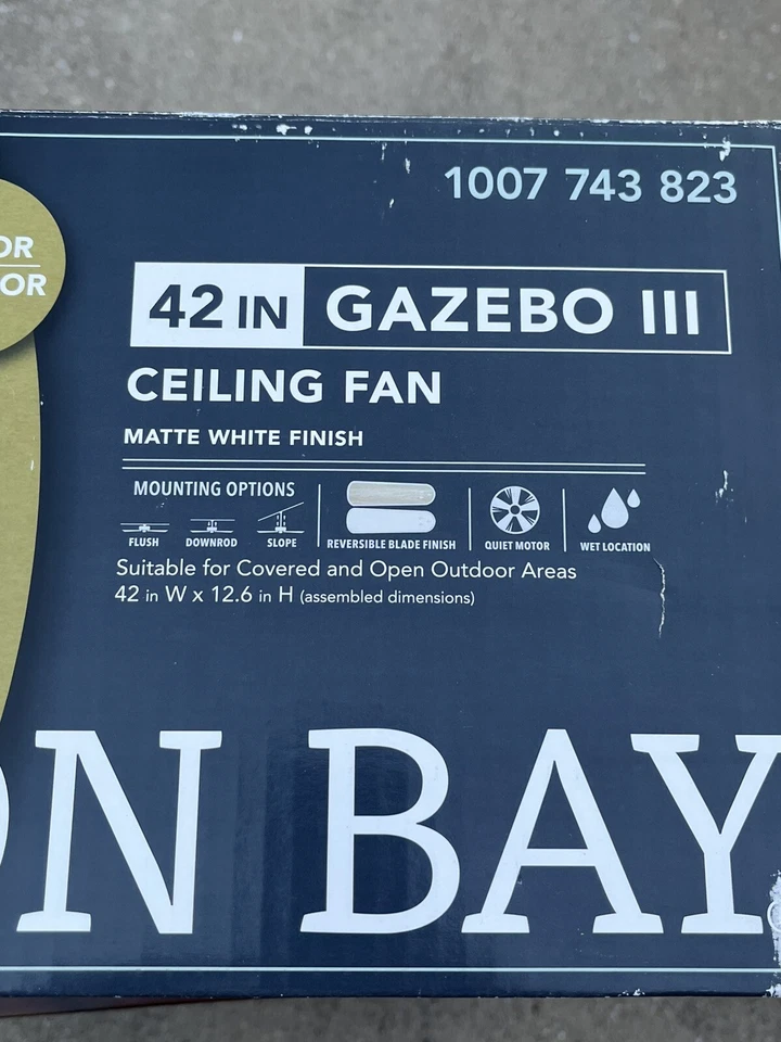 Hampton Bay Gazebo III 42 in. Indoor/Outdoor Wet Rated Matte White Ceiling Fan - Image 2 of 4