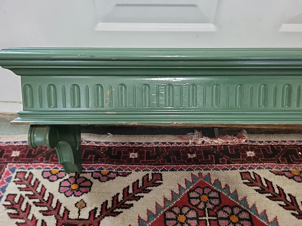 Vtg Green Ethan Allen Distressed Wall Shelf 28 X 8 X 9.5 - Image 3 of 4