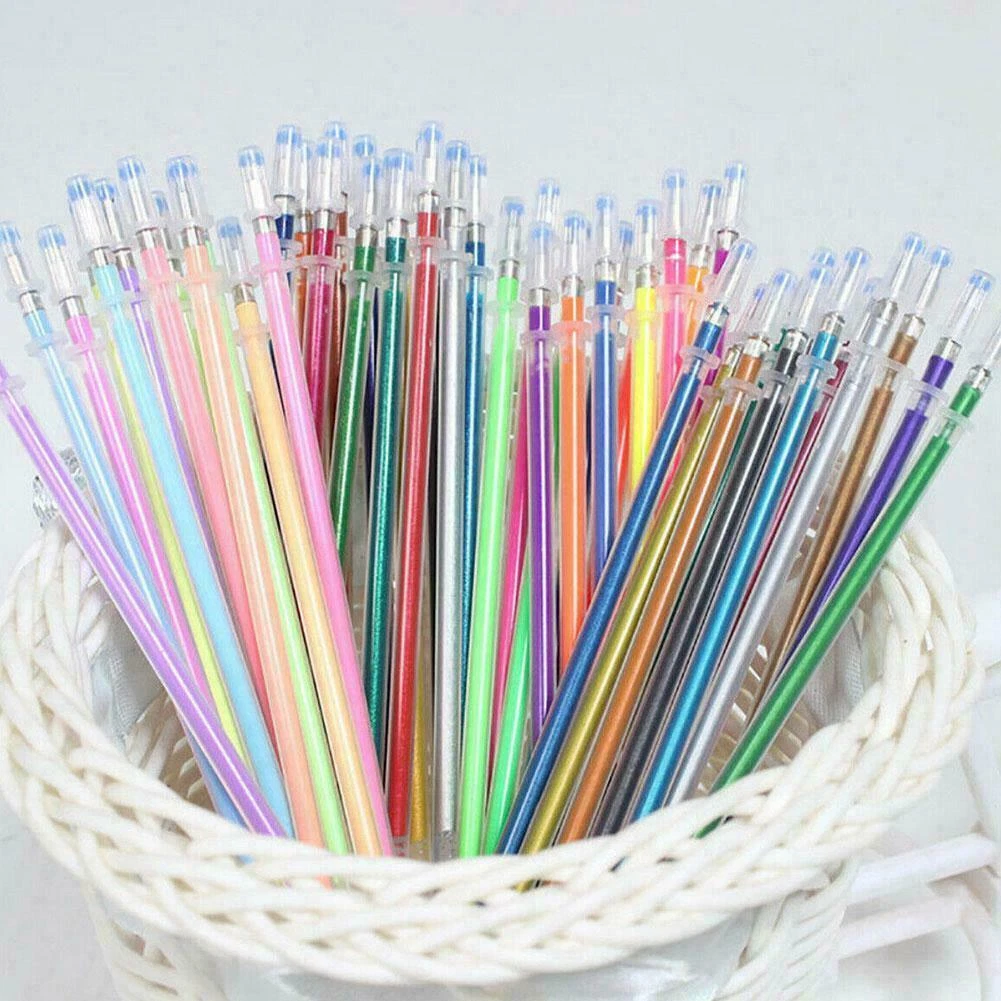 48 Color/Set Gel Pen Refills Glitter Coloring Drawing Markers