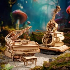 ROKR 3D Wooden Puzzle Magic Cello Piano Mechanical Music Box Model Kit Toy Gifts