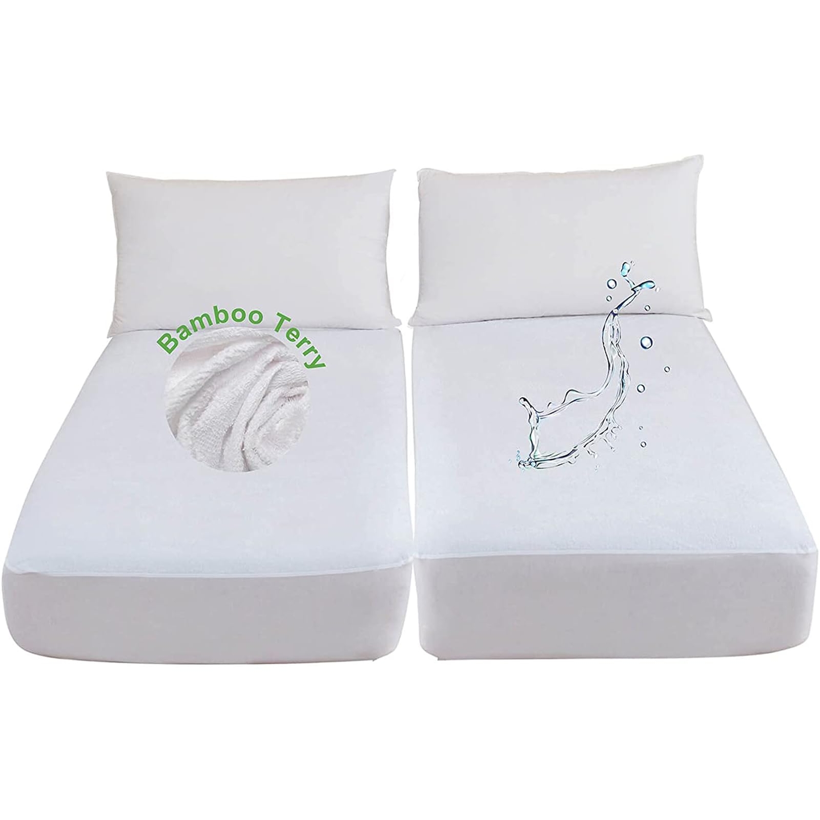 Waterproof Split King Mattress Protector for Adjustable Beds Noiseless Soft V...