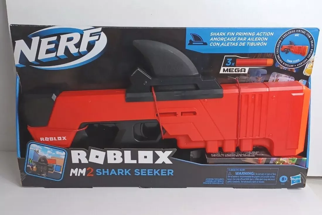 New~Nerf Roblox MM2 Shark Seeker Giant Dart Blaster Red Gun Nerf