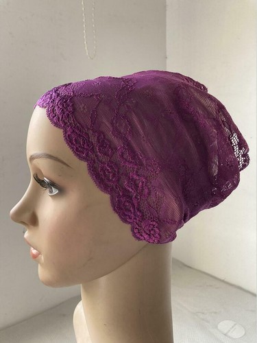 Lace Underscarf Full Cover Inner Cap Muslim Headwear Islamic Women Turban Hijab - Picture 27 of 97