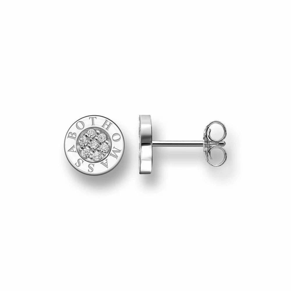 Thomas Sabo Earrings Classic Pav White Stones Silver Studs eBay