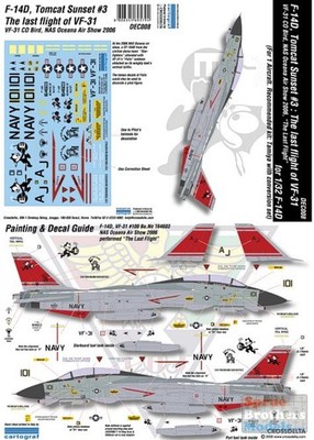 CXDDEC008 1:32 CrossDelta Decals - F-14D Tomcat Last Flight of VF-31 CO Bird