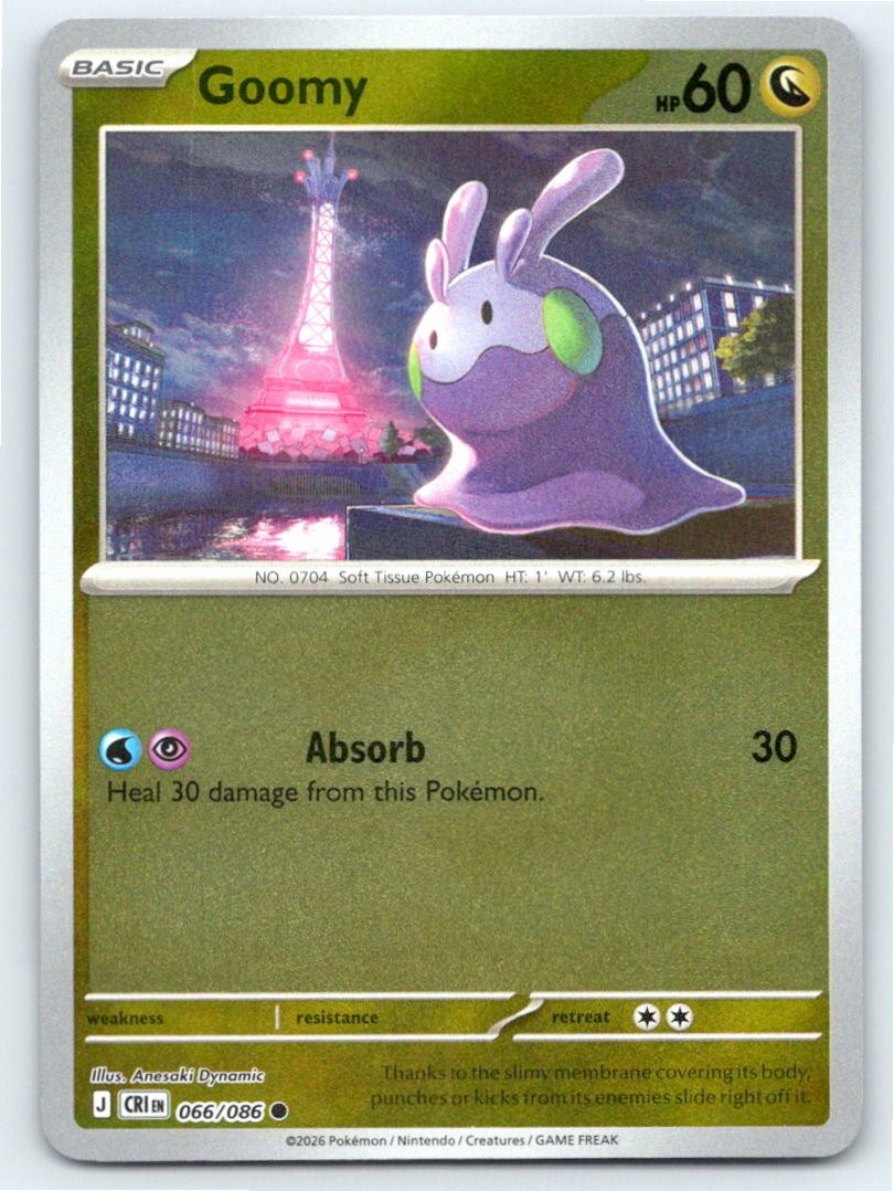 2026 POKEMON GOOMY CHAOS RISING 066/086 REVERSE HOLO C NM A84551 FREE S&H