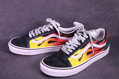 Vans Sneaker Old Skool Unisex Skater schwarz gelb Flames Gr. 39 Leder BC1888