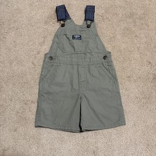 Oshkosh B'gosh Overalls Sage Green Navy Striped Suspenders Toddler 3T/3a Cotton