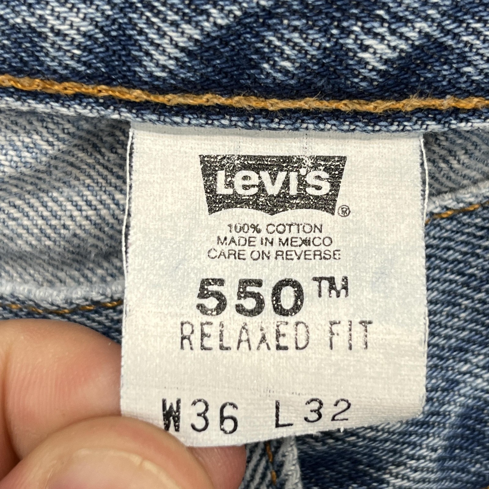 VTG Levi's 550 Jeans Mens 36x32 Blue Grunge Faded Relaxed Fit Tapered Leg Denim