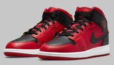 Nike Kids Air Jordan 1 Mid Red Black Sz 5.5y 554725 660 Fashion