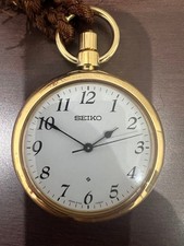 Seiko Pocket Watch Gold Classic Quartz Working Pendant Vintage