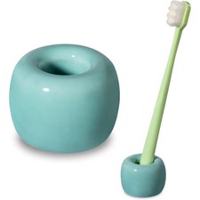 Sleek Mini Ceramics Toothbrush Holder Stand for Bathroom Vanity Countertops