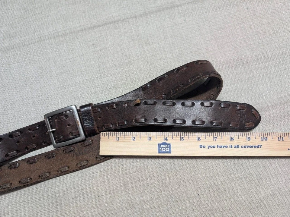 vintage Y2K leather laced AMBERCOMBIE & FITCH cowhide 38 brown belt 1990s wide - Image 4 of 4
