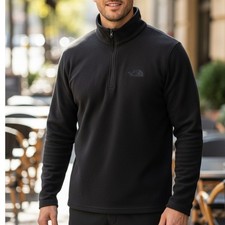 Mens Charcoal Grey Fleece Quarter Zip Pullover Mock Neck Long Sleeve Jacket