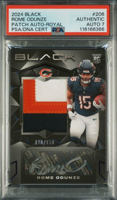 2024 BLACK #206 ROME ODUNZE PATCH AUTO-ROYAL PSA AUTHENTIC AUTO 7