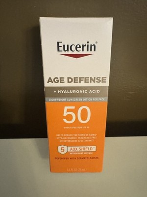 Eucerin Sun Tinted Age Defense SPF 50 Face Sunscreen Lotion 2.5 FL OZ Exp 12/26