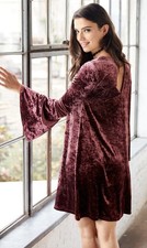 A.n.a. Vestido Burnout Terciopelo Manga Campana Vino Cuello en V Boho Hada Gótico Talla M Vacaciones